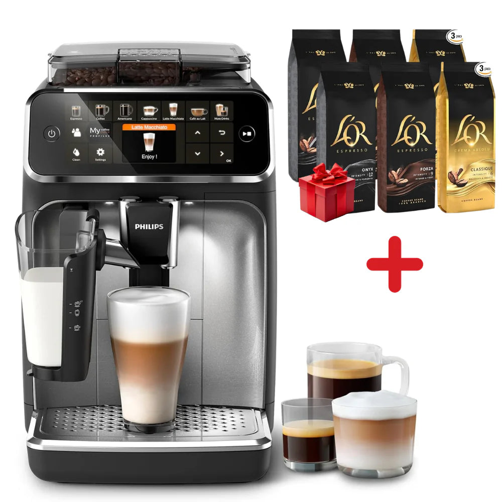 PHILIPS Serie 5400 Cafetera Superautomática – 12 Variedades de Café, Espumador de Leche LatteGo, la Más Fácil de Limpiar, Molinillo Cerámico, Espresso y Cappuccino Totalmente Automáticos – Negro + 🎁 Regalo