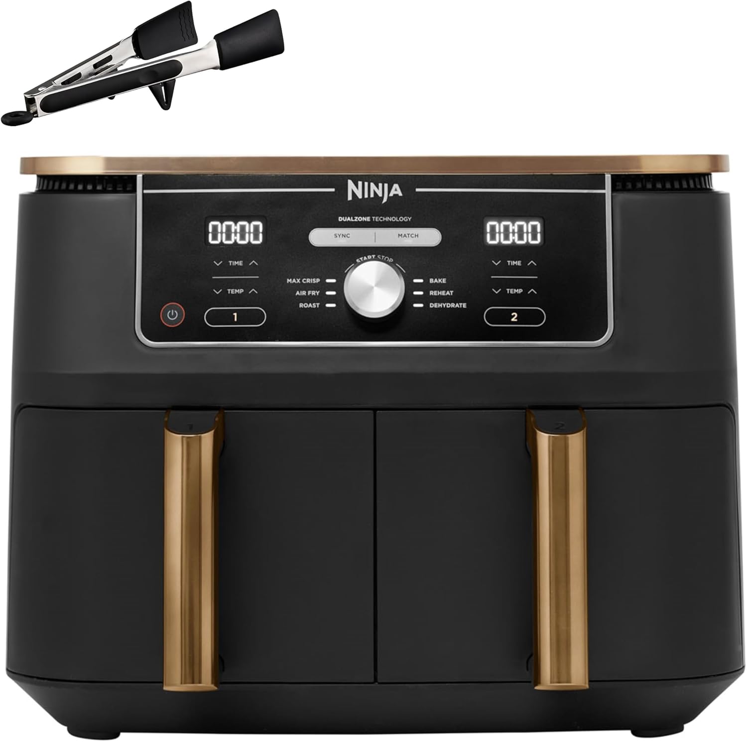 Ninja Frigideira de ar Foodi MAX [AF400EUCP] compartimento duplo, capacidade de 9,5 l, 2 gavetas, 6 funções, cobre